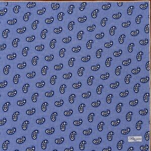 Petronius 1826 Blue Paisley Pocket Square | Made in Italy | Hand Finished